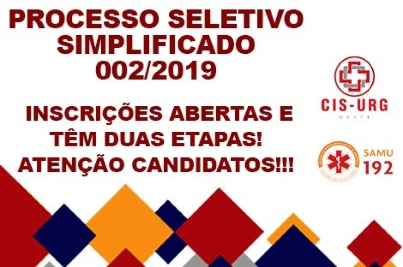 Processo Seletivo Simplificado nº 002/2019 do CIS-URG Oeste.