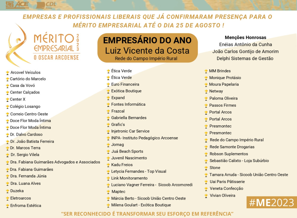 Confira quem já é presença confirmada no Mérito Empresarial 2023